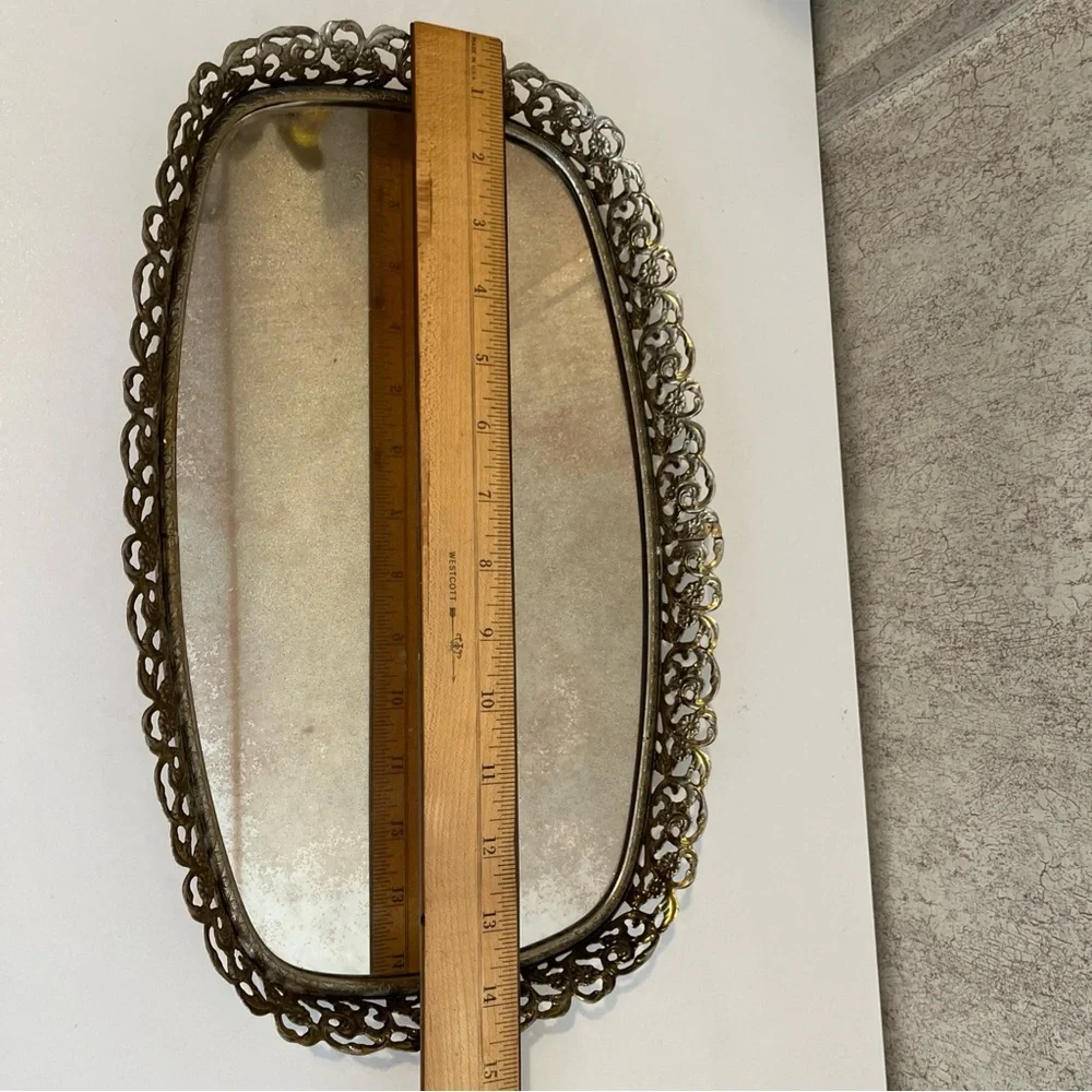 Vintage Ornate Filigree Gold Decorative Wall Mirror